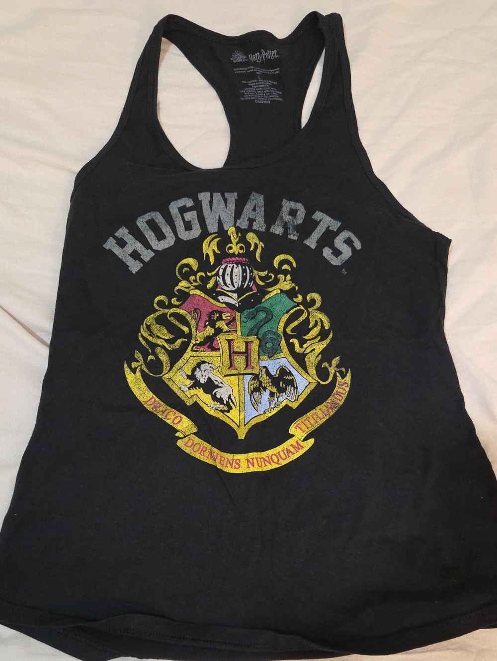 Hogwarts Crest Black Racerback Tank Top Harry Potter Large